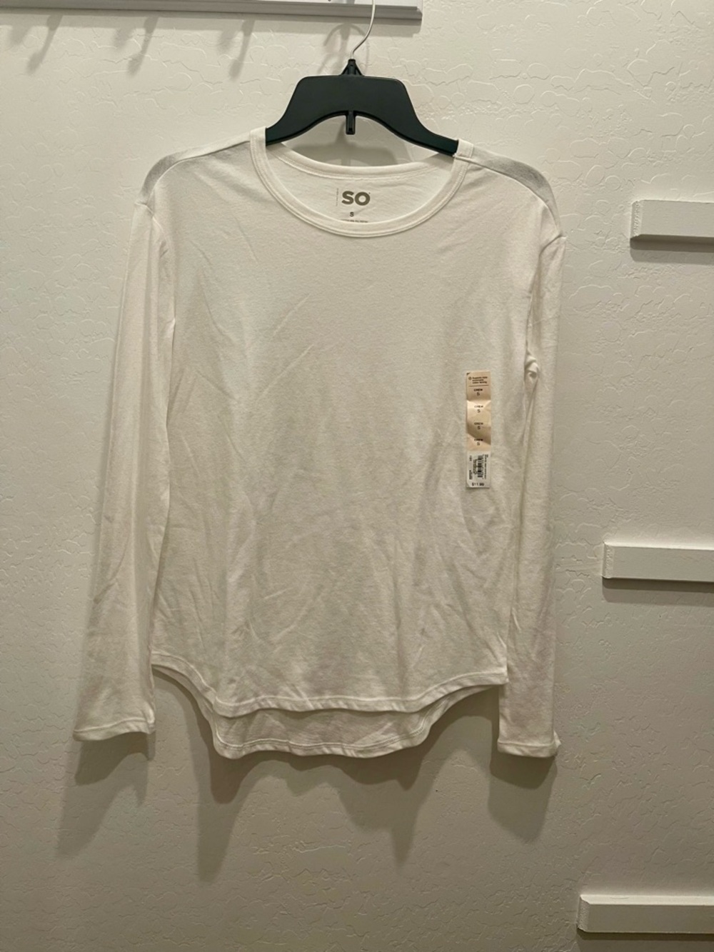 SO Long Sleeve Crewneck Tee in White